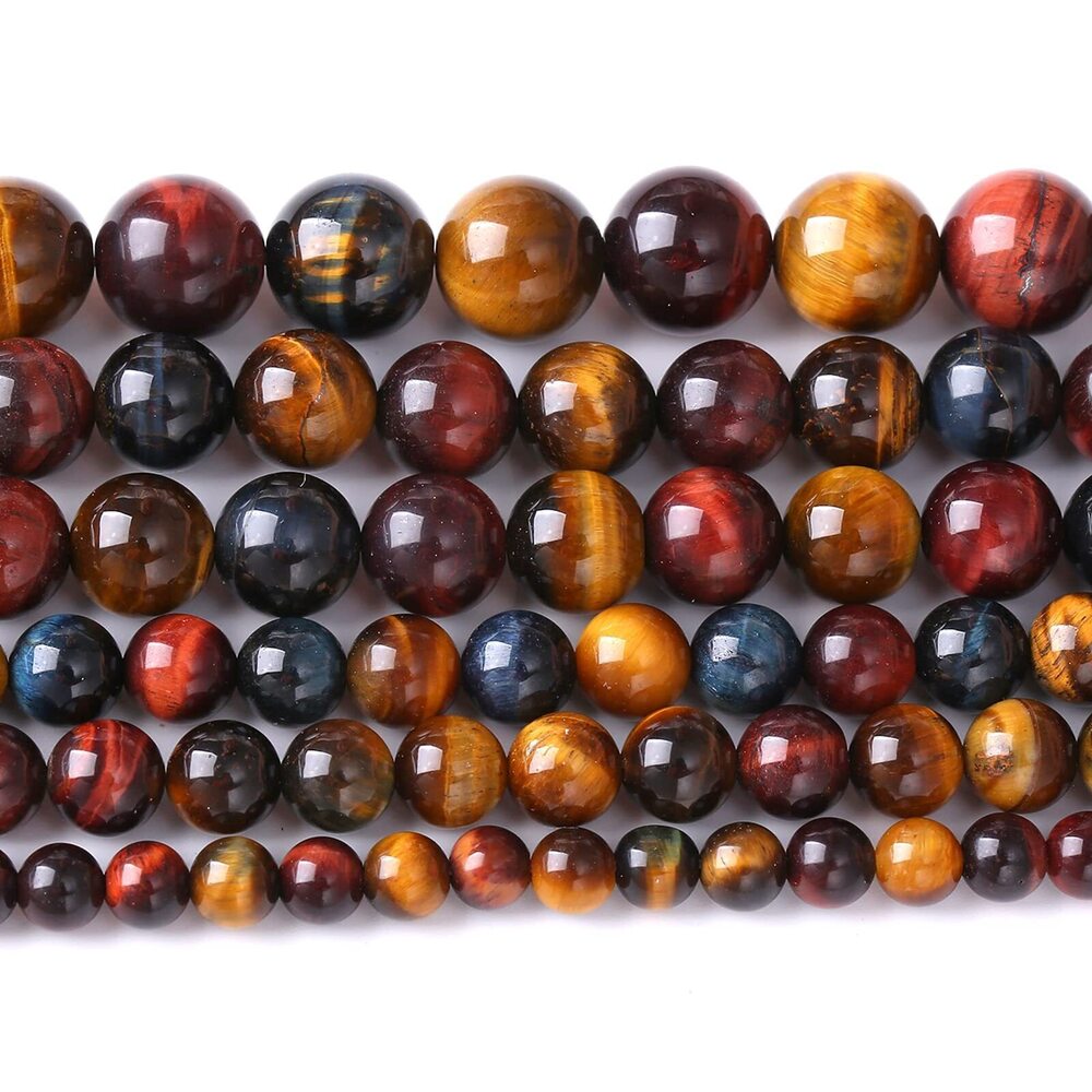 5961 10MM 36PCS Natural Stone Multi Tiger Eye Stone Beads for Jewelry